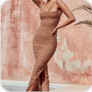 Chic Mesh Tan Dress